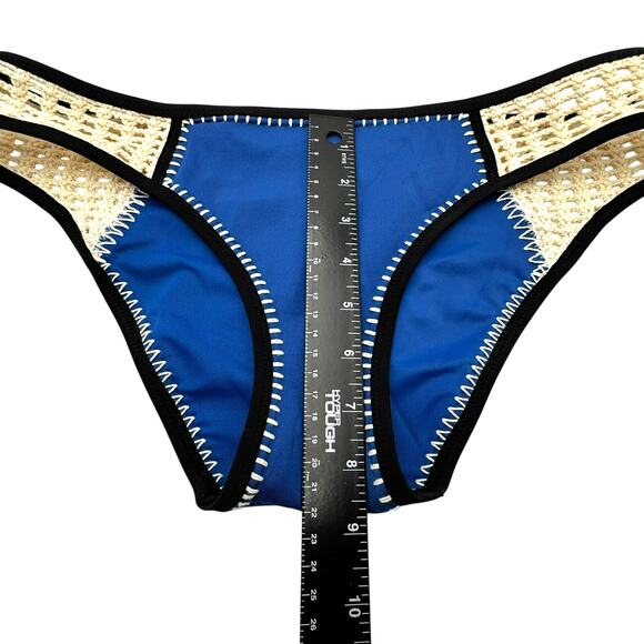 VICTORIA'S SECRET Blue Pink Crochet Boho Hipster Bikini Set 34B Top Large Bottom - Picture 10 of 11